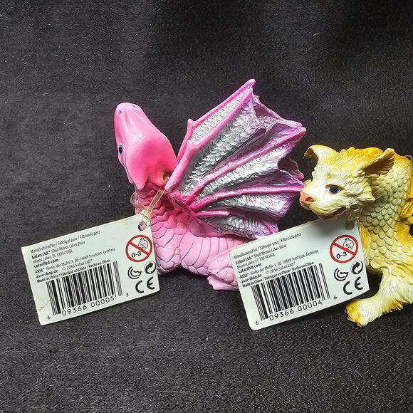 Safari Ltd. Pink Baby Love Dragon & Golden Baby Luck Dragon Mini Figures Collect - Picture 7 of 12